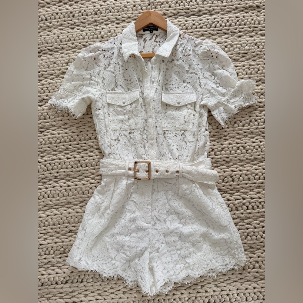 Generation Love Ivory Lace Collared Top